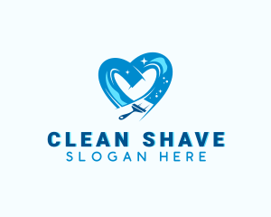 Heart Cleaning Squeegee  logo design