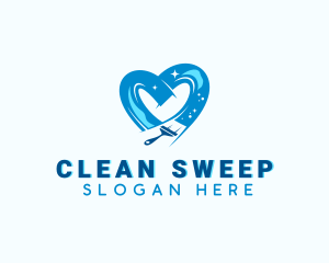 Heart Cleaning Squeegee  logo design