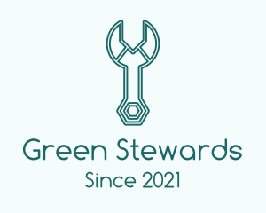 Green Wrench Line Art logo design