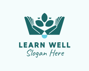 Wellness Hand Plant Droplet logo design