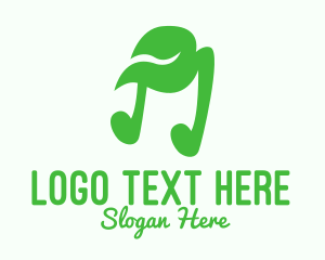 Green Natural Musical Note logo