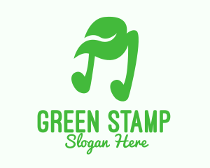 Green Natural Musical Note logo design