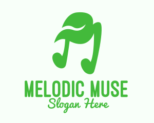 Green Natural Musical Note logo design