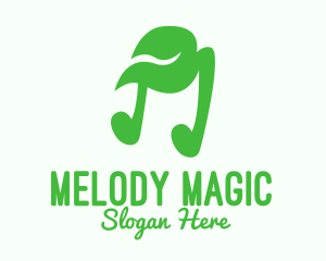 Green Natural Musical Note logo design