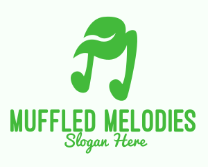 Green Natural Musical Note logo design