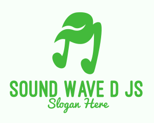 Green Natural Musical Note logo design