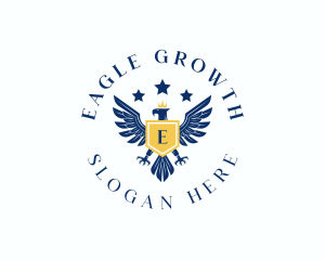 Crown Eagle Shield Crest logo design