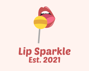 Lips Candy Lollipop logo design