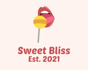 Lips Candy Lollipop logo design