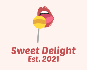 Lips Candy Lollipop logo design