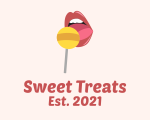 Lips Candy Lollipop logo design