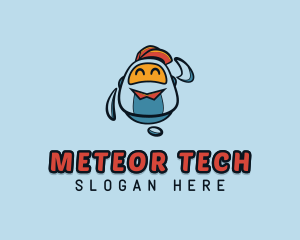 Cute Robot Tech logo design