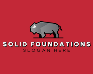 Bison Farm Animal Logo