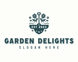 Flower Shovel Gardener logo design