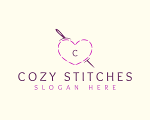 Needle Heart Stitch logo design