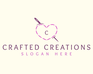 Needle Heart Stitch logo design