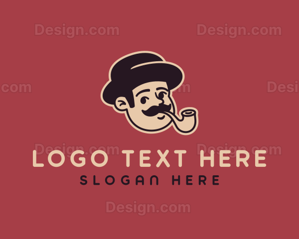 Retro Hipster Tobacco Pipe Logo