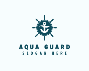 Coastal Anchor Wheel Wave logo design