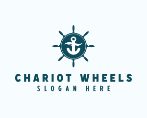 Coastal Anchor Wheel Wave logo design