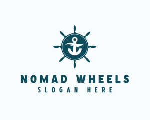 Coastal Anchor Wheel Wave logo design