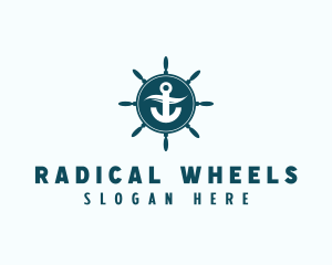 Coastal Anchor Wheel Wave logo design