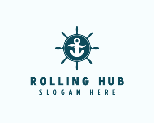 Coastal Anchor Wheel Wave logo design