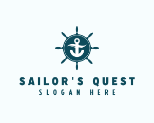 Coastal Anchor Wheel Wave logo design