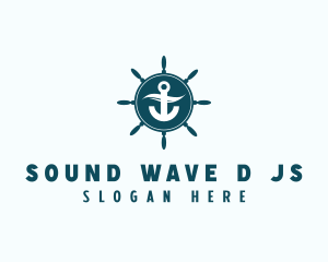 Coastal Anchor Wheel Wave logo design