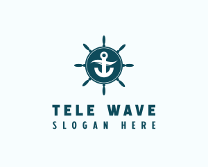 Coastal Anchor Wheel Wave logo design