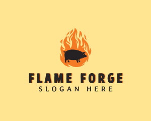 Flame Pig Barbecue logo design