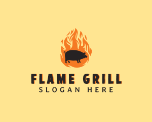 Flame Pig Barbecue logo design