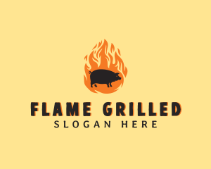 Flame Pig Barbecue logo design