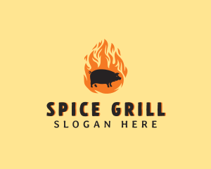 Flame Pig Barbecue logo design