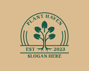 Shovel Tree Planting Garden logo design