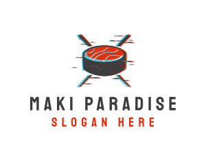 Maki Chopsticks Glitch logo design