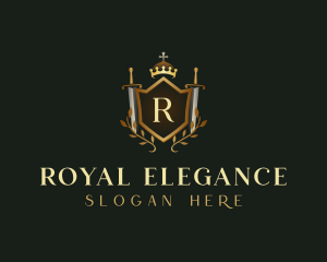 Royal Shield Sword Crown logo design