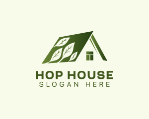 Eco House Leaves logo design