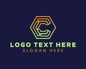 Tech Hexagon Letter C logo design