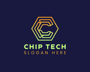 Tech Hexagon Letter C logo design