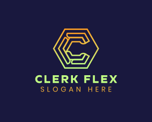 Tech Hexagon Letter C logo design