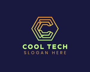 Tech Hexagon Letter C logo design