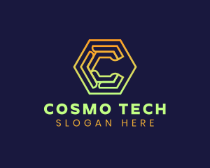 Tech Hexagon Letter C logo design