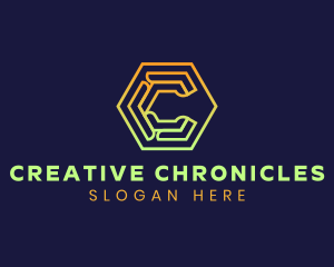 Tech Hexagon Letter C logo design