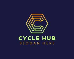 Tech Hexagon Letter C logo design