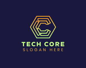 Tech Hexagon Letter C logo design