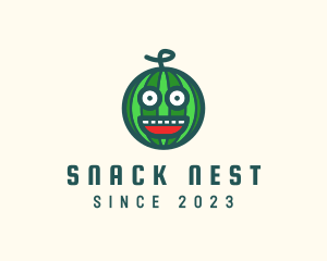 Funny Watermelon Face logo design