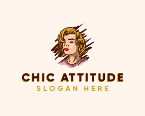 Retro Blonde Woman  logo design