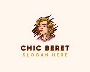 Retro Blonde Woman  logo design