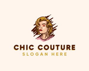 Retro Blonde Woman  logo design