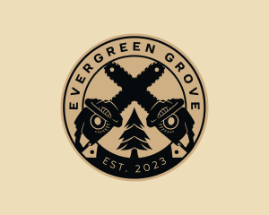 Tree Chainsaw Badge logo design